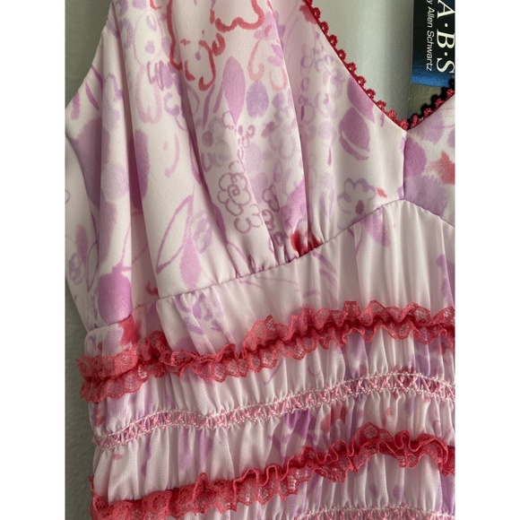 ABS Floral Smocked Dress V-Neck Sleeveless Lined Prom Party - Picture 4 of 11